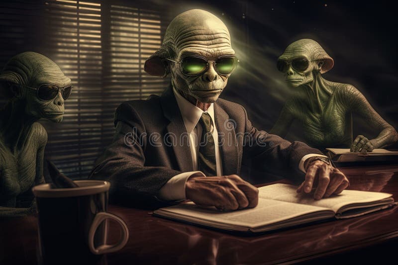 Pozaziemska firma prawa cudzoziemców obca postać ilustracja generatywna ai royalty ilustracja