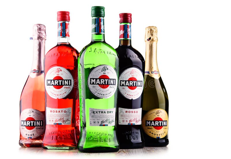 Bottles of Martini, famous Italian vermouth stock photography.