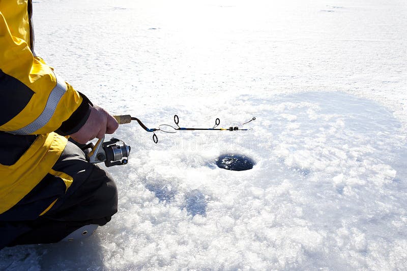 Ice Fishing in winter scene. Ice Fishing in winter scene