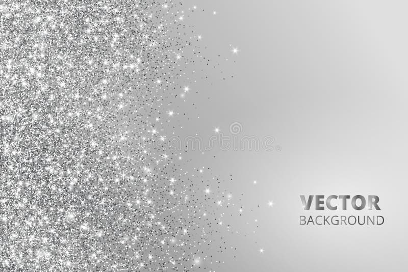 Połyskuje confetti, śnieg spada od strony Wektoru srebra pył, wybuch na popielatym tle Iskrzasta granica, rama Połyskuje confetti, śnieg spada od strony Wektoru srebra pył, wybuch na popielatym tle Iskrzasta granica, rama
