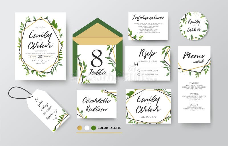 Poślubiający zaprasza, menu, rsvp, dziękuje ciebie przylepiać etykietkę save daktylowej karty d ilustracja wektor Poślubiający zaprasza, menu, rsvp, dziękuje ciebie przylepiać etykietkę save daktylowej karty d ilustracja wektor