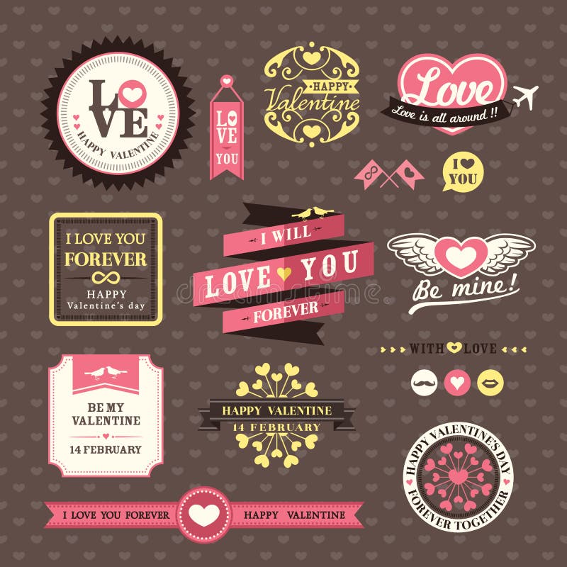 Wedding and Valentines day Elements labels frames Vintage Style Vector. Wedding and Valentines day Elements labels frames Vintage Style Vector