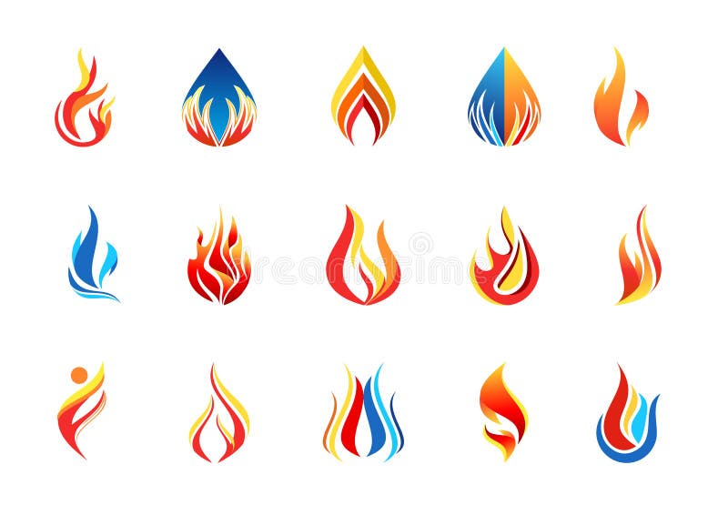 Pożarniczy płomienia logo, nowożytnych płomieni logotypu symbolu ikony projekta inkasowy wektor