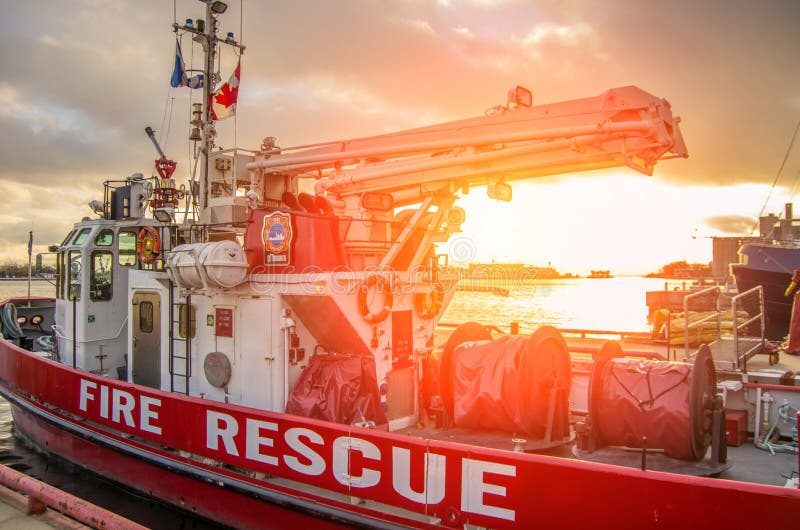 Fire rescue ship in Toronto harbor,Ontario. The current strength of Toronto Fire Services consists of 179 vehicles. Fire rescue ship in Toronto harbor,Ontario. The current strength of Toronto Fire Services consists of 179 vehicles.