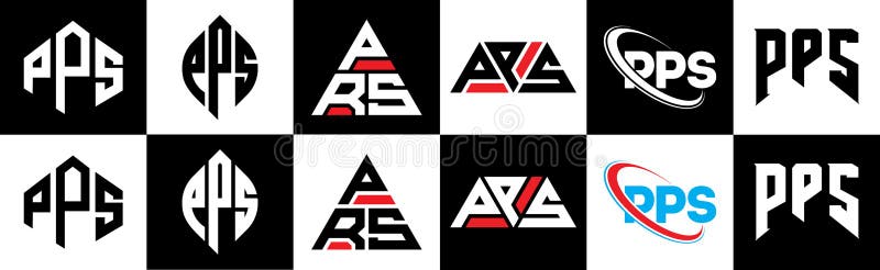 PPS letter logo design in six style. PPS polygon, circle, triangle, hexagon, flat and simple style with black and white color variation letter logo set in one artboard. PPS minimalist and classic logo. Pps vector vectors