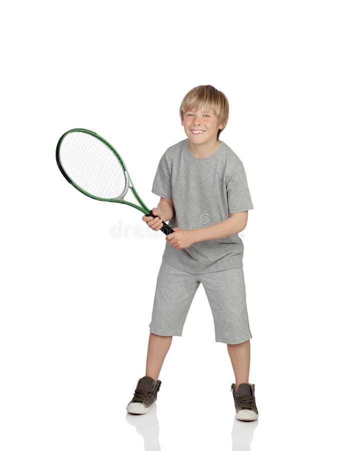 Petit Garçon Jouant Au Tennis Enfants De Sport Enfant Avec La Raquette De  Tennis Photo stock - Image du amusement, capuchon: 60248544