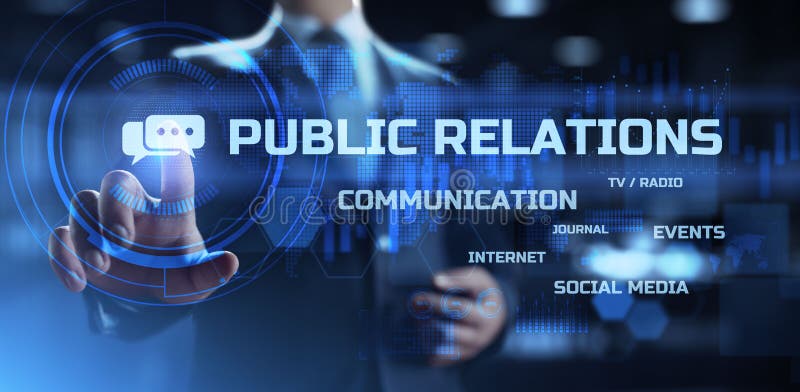 Pr public relation management. affärskommunikation. royaltyfria bilder