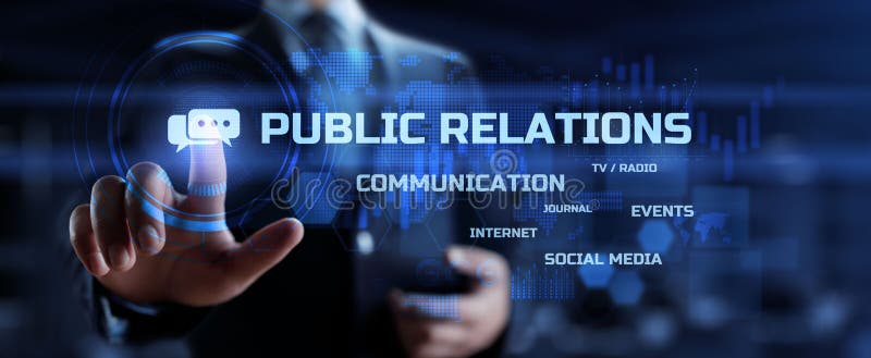 Pr public relation management. affärskommunikation. royaltyfria bilder