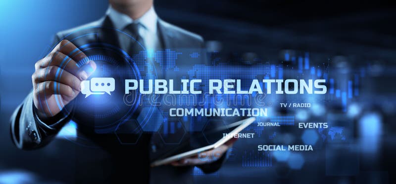 Pr public relation management. affärskommunikation. royaltyfri bild