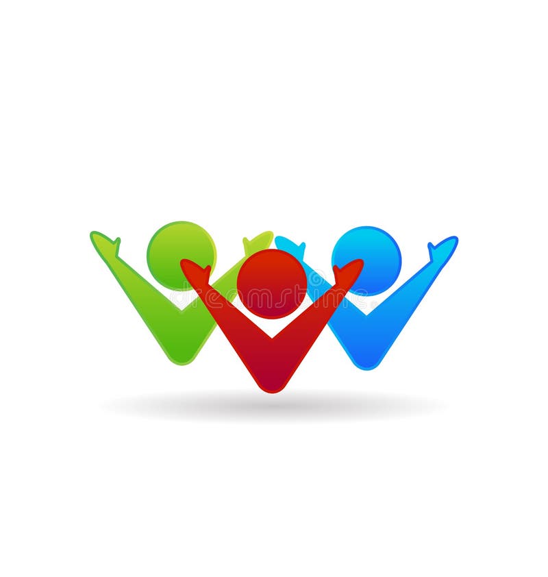 Praca zespołowa 3 ludzie, grupowy dynamiczny, biznesowy wektorowy logo, ilustracja wektor Praca zespołowa 3 ludzie, grupowy dynamiczny, biznesowy wektorowy logo, ilustracja wektor