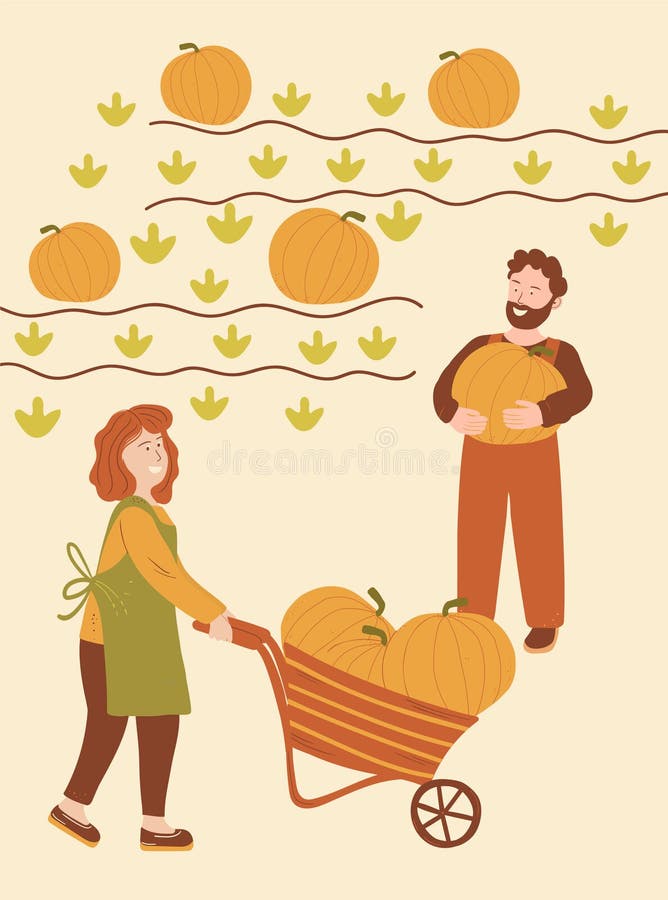 Praca zespołowa z Pumpkins Vector Plakat ilustracji