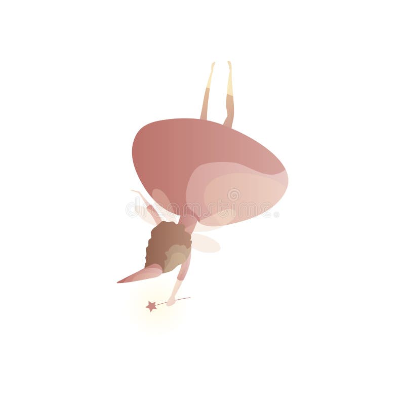 Prachtige fee met bovenkant van de toverstokje de achtermening - neer vector illustratie Prachtige fee met bovenkant van de toverstokje de achtermening - neer vector illustratie