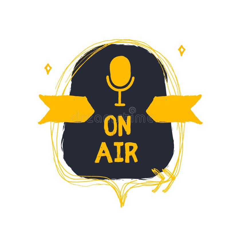 Pracowniany mikrofonu wektor Podcast pojęcie w grunge stylu Muzyka na? ywo Karaoke ikona G? o? nikowy symbol ilustracja wektor