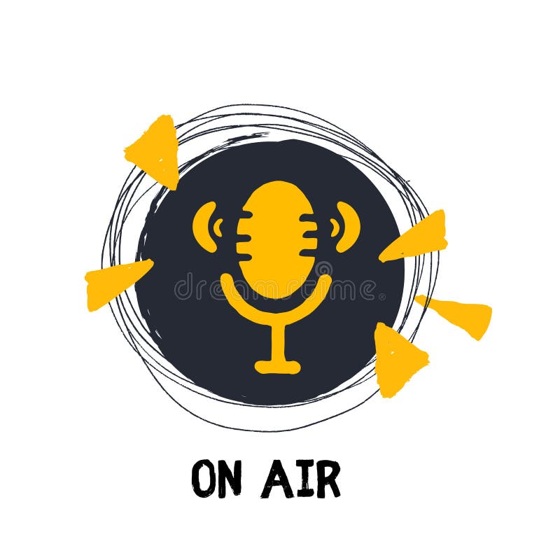 Pracowniany mikrofonu wektor Podcast pojęcie w grunge stylu Muzyka na? ywo Karaoke ikona G? o? nikowy symbol ilustracja wektor