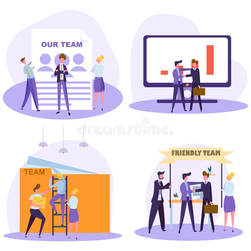 Pracownicy pracują wpólnie, urzędnicy pracują jak dobra drużyna ilustracji