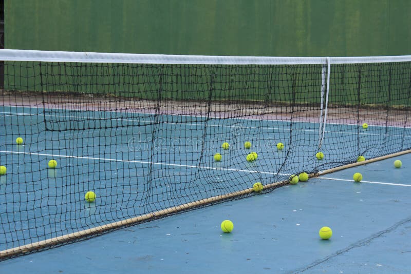 Practice Tennis Balls on Court Stock Image Image of sport, activity