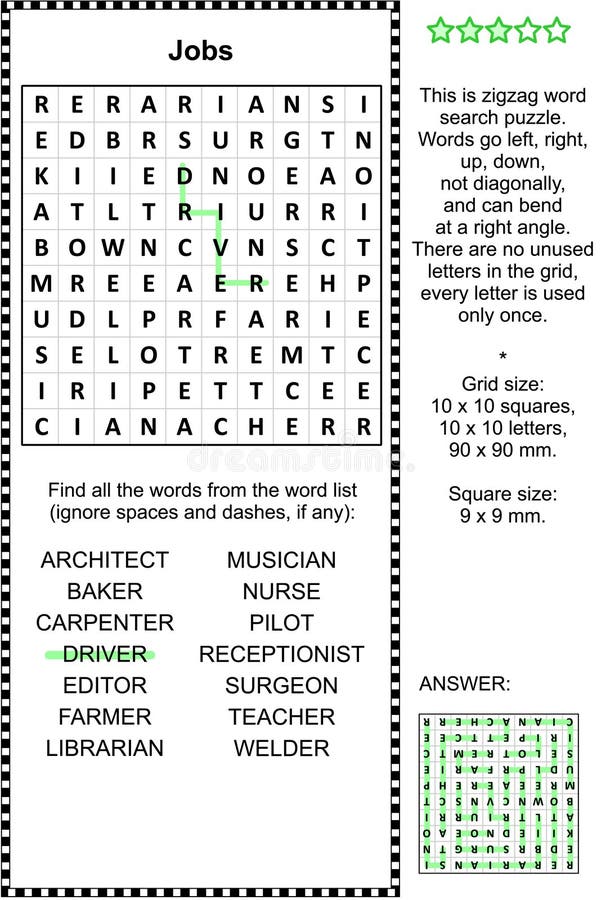 Pracy wordsearch łamigłówka royalty ilustracja Pracy wordsearch łamigłówka royalty ilustracja
