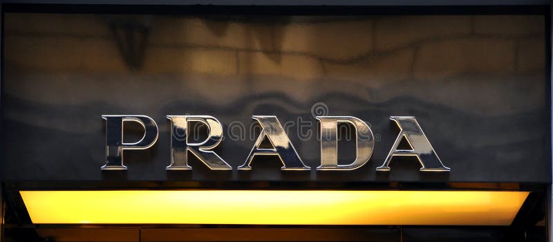 Prada brand logo editorial stock image. Illustration of golden - 15144494