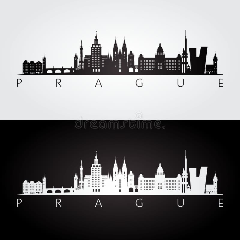 Praga linia horyzontu i punkt zwrotny sylwetka ilustracji Praga linia horyzontu i punkt zwrotny sylwetka ilustracji