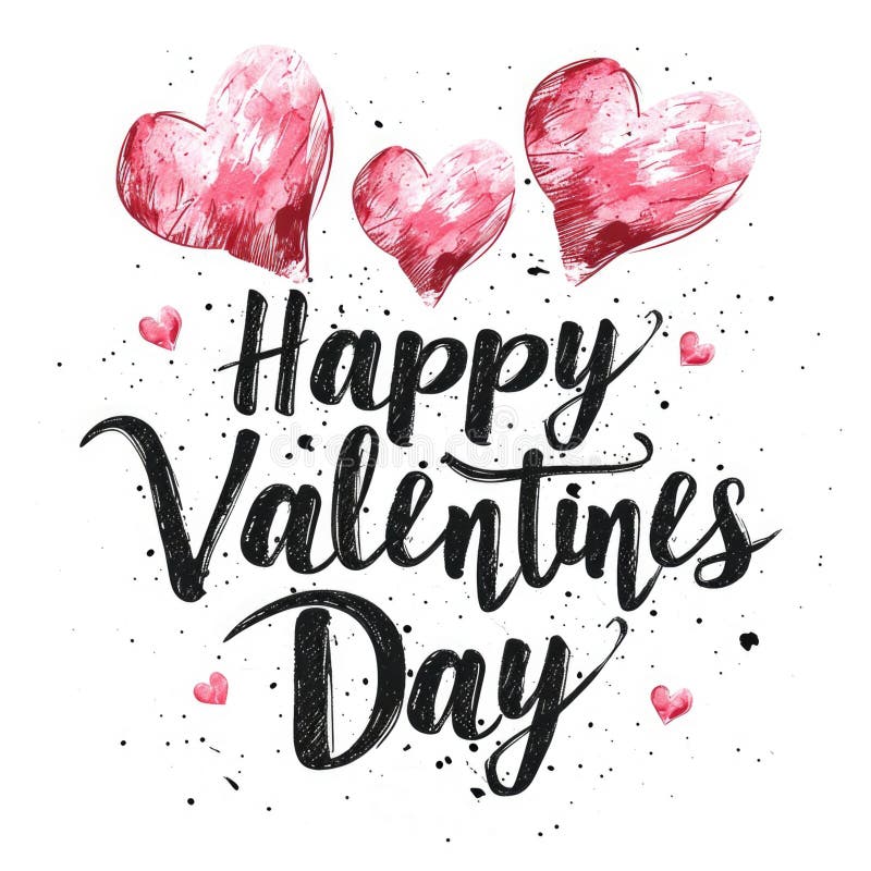 happy valentines day lettering , handwriting with hearts pragma AI generated. happy valentines day lettering , handwriting with hearts pragma AI generated