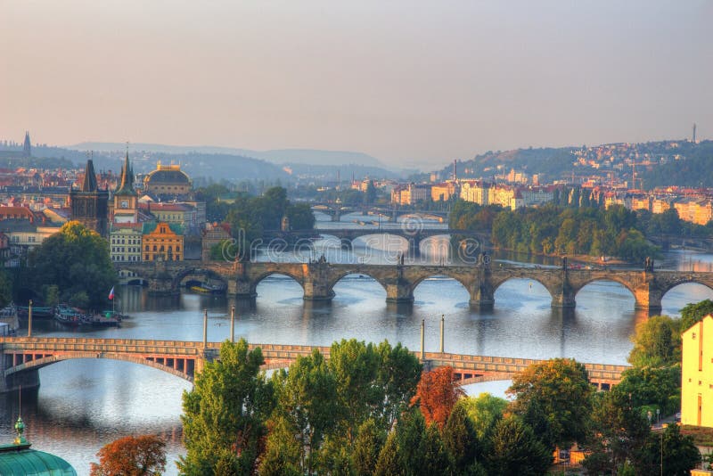 Prague bridges in the morning