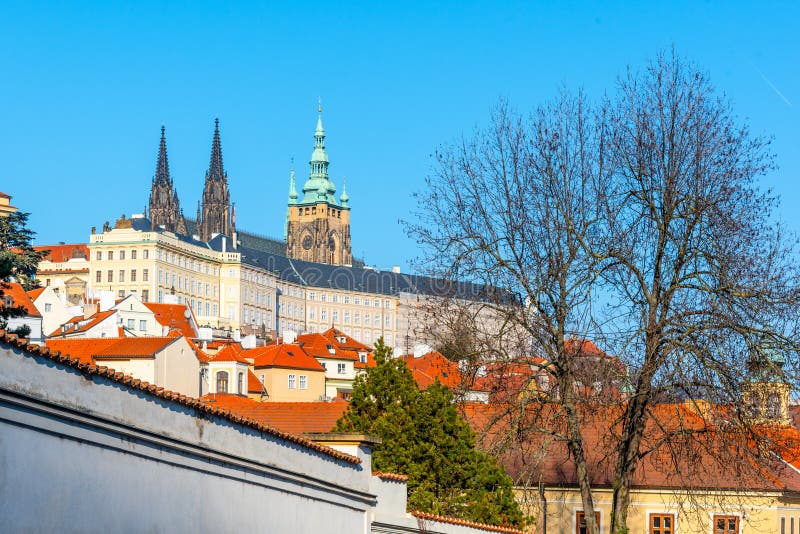 Prague Castle, Czech: Prazsky hrad, with St Vitus Cathedral, Hradcany, Prague, Czech Republic. stock photo Prague Castle, Czech: Prazsky hrad, with St Vitus Cathedral, Hradcany, Prague, Czech Republic. stock photo