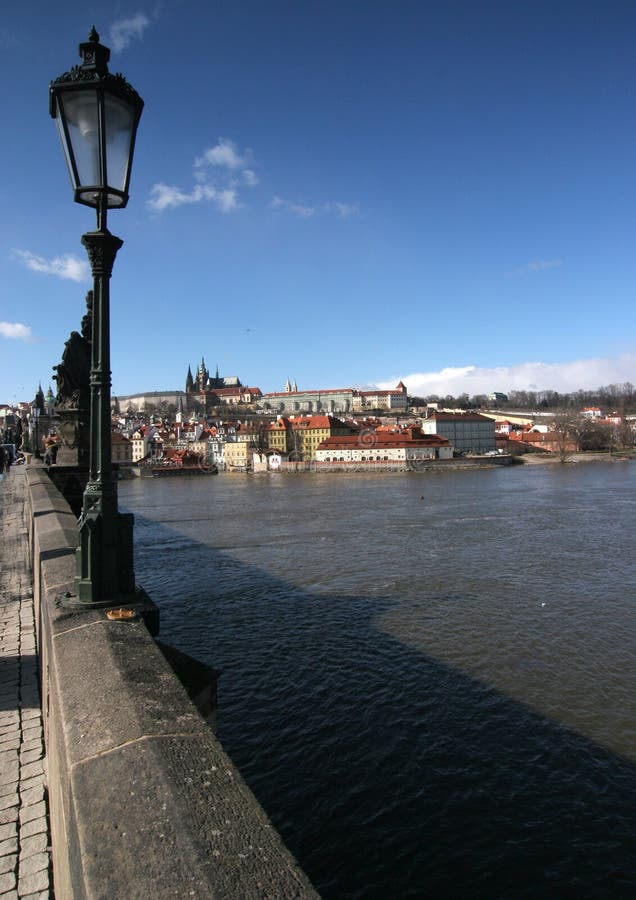 Prague Castle and gaslight