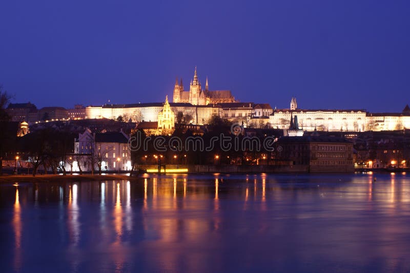 Prague castle at night