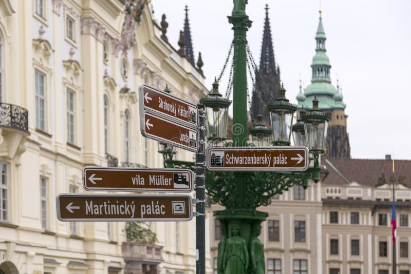 Prague in directions stock image. Image of direction 35196167