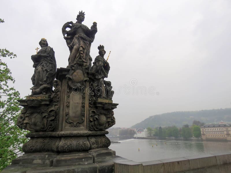 Prague rainy morning stock image