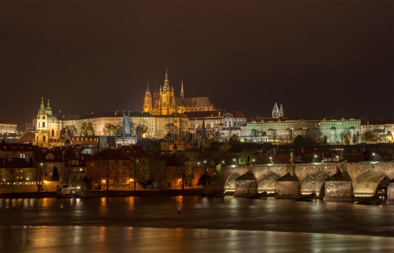 Prague by Night stock photography
