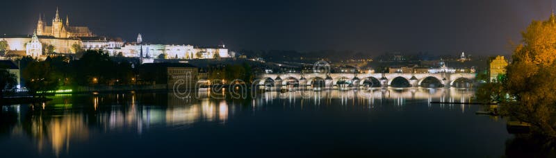 Prague (Praha) panorama at night