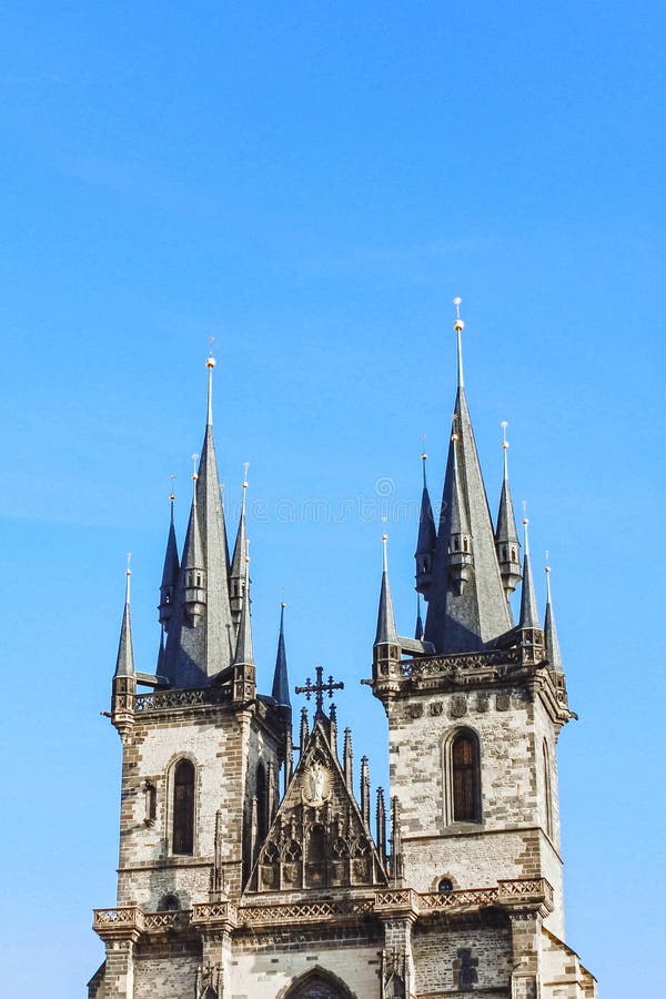 Prague`s Old Town square. Czech Republic. Architecture and landmark of Prague, postcard of Prague