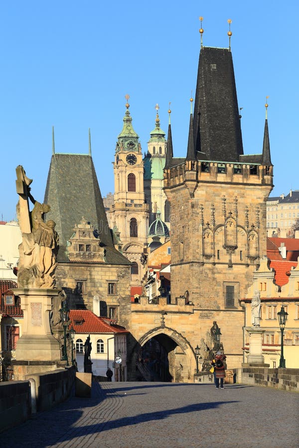 View on Prague St. Nicholas' Cathedral with Bridge Tower , Czech Republic