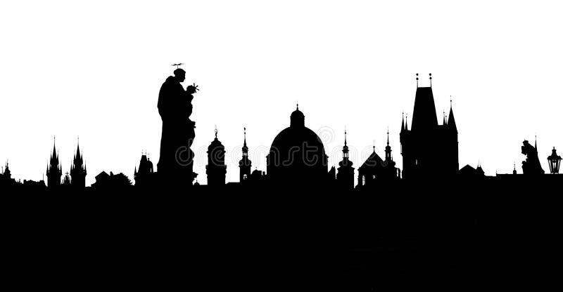 Prague står högt konturer från Charles Bridge royaltyfri illustrationer Prague står högt konturer från Charles Bridge royaltyfri illustrationer