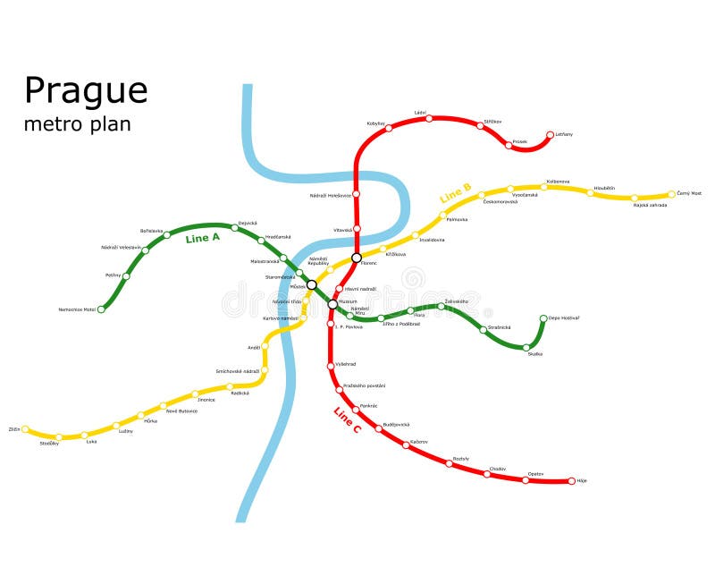 Map in english prague subway