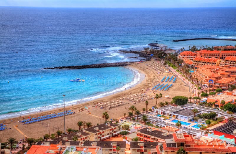 Praia De Las Vista do ar, Ilhas Canárias de Fuente, Tenerife imagens de stock royalty free Praia De Las Vista do ar, Ilhas Canárias de Fuente, Tenerife imagens de stock royalty free