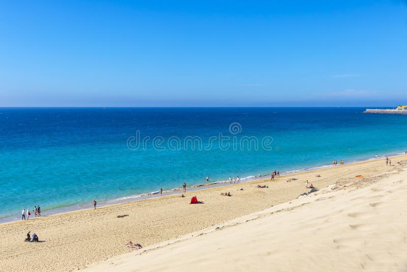 Praia de Morro Jable, ilha de Fuerteventura, Ilhas Canárias, Espanha fotos de stock Praia de Morro Jable, ilha de Fuerteventura, Ilhas Canárias, Espanha fotos de stock