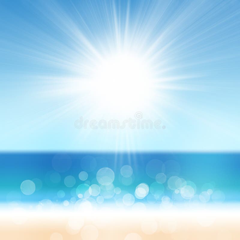 Praia do fundo das férias de verão e mar tropical com Sun brilhante