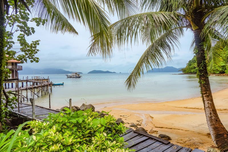 Praia e natureza tropicais id?lico bonitas ao lado do oceano na ilha Trat Tail?ndia do wai do Koh imagens de stock Praia e natureza tropicais id?lico bonitas ao lado do oceano na ilha Trat Tail?ndia do wai do Koh imagens de stock