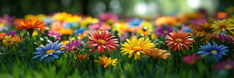 Prairie symphonique colorée de fleurs sauvages dans douce brise texte image de fond conviviale illustration libre de droits