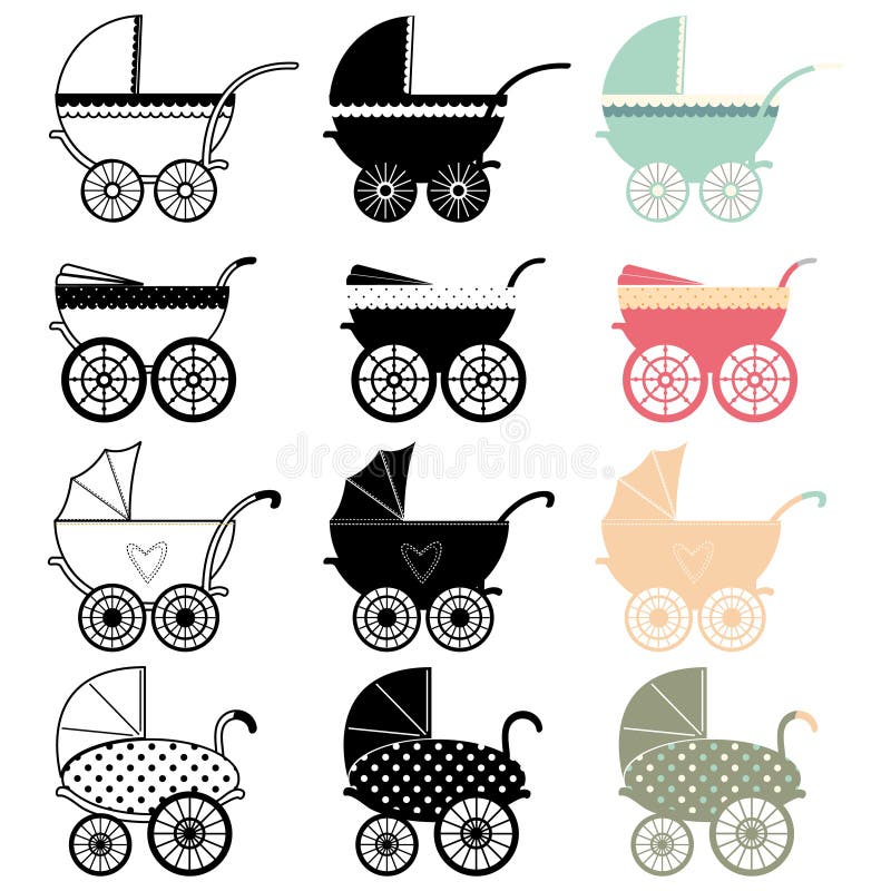 Pram детской сидячей коляски иллюстрация штока Pram детской сидячей коляски иллюстрация штока