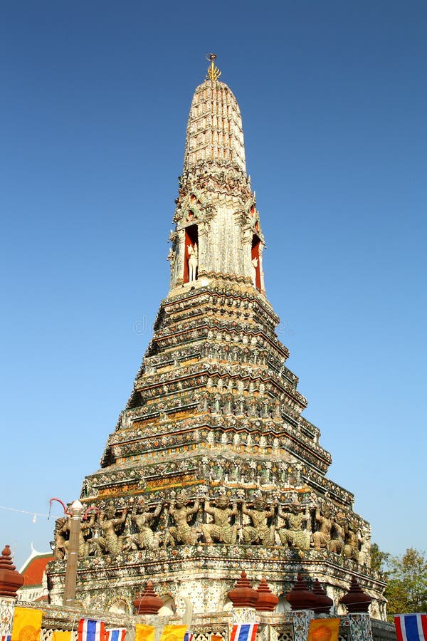 Prang of temple bangkok stock image. Image of steeple 38879659