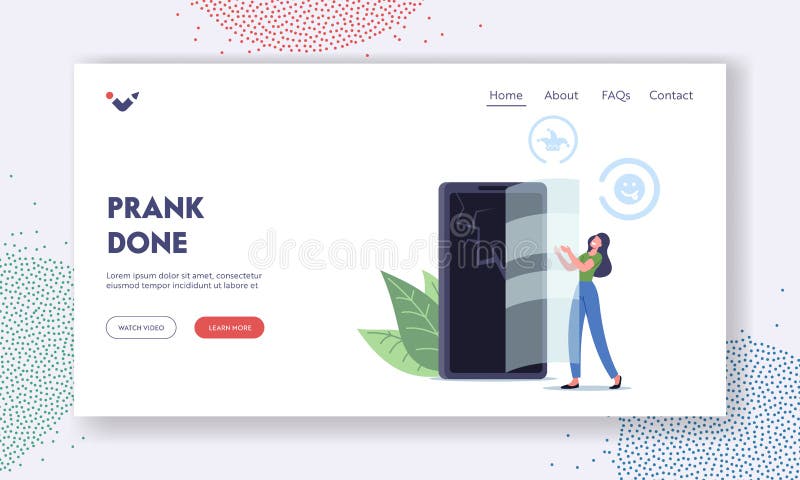 Prank Trick at First April Fools Day Landing Page Template. Female Character Put Glass on Cracked Smartphone Screen Stock Vector - Illustration of situation, funny: 215920112 Prank Trick at First April Fools Day Landing Page Template. Female Character Put Glass on Cracked Smartphone Screen Stock Vector - Illustration of situation, funny: 215920112