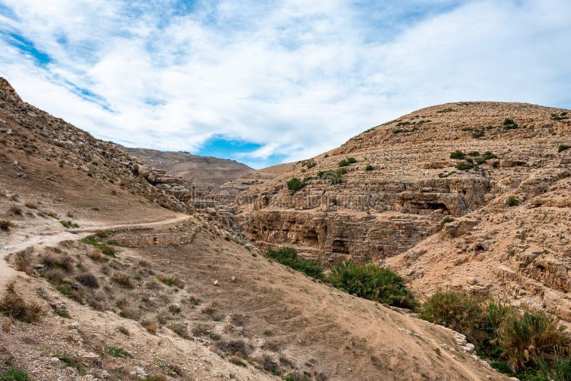 Prat-Fluss In Israel Wadi Qelt-Tal Im Westjordanland Stockbild - Bild