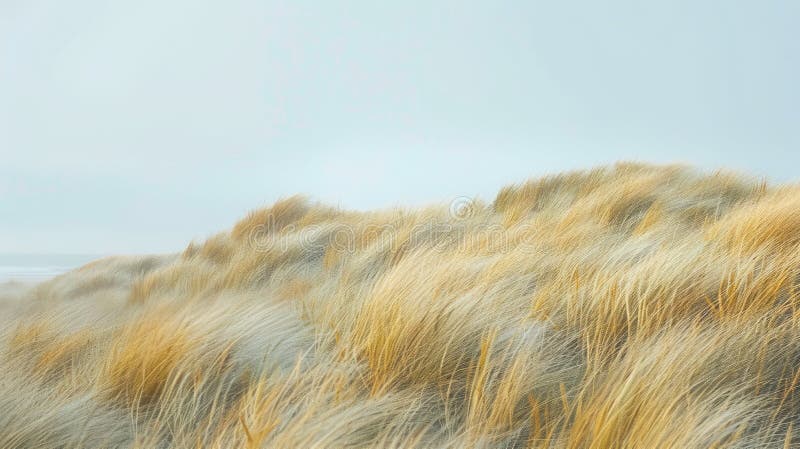 A natural landscape of tall grass stretching towards the horizon with the ocean in the background. Clouds float in the sky above the fluid water AIG50 AI generated. A natural landscape of tall grass stretching towards the horizon with the ocean in the background. Clouds float in the sky above the fluid water AIG50 AI generated