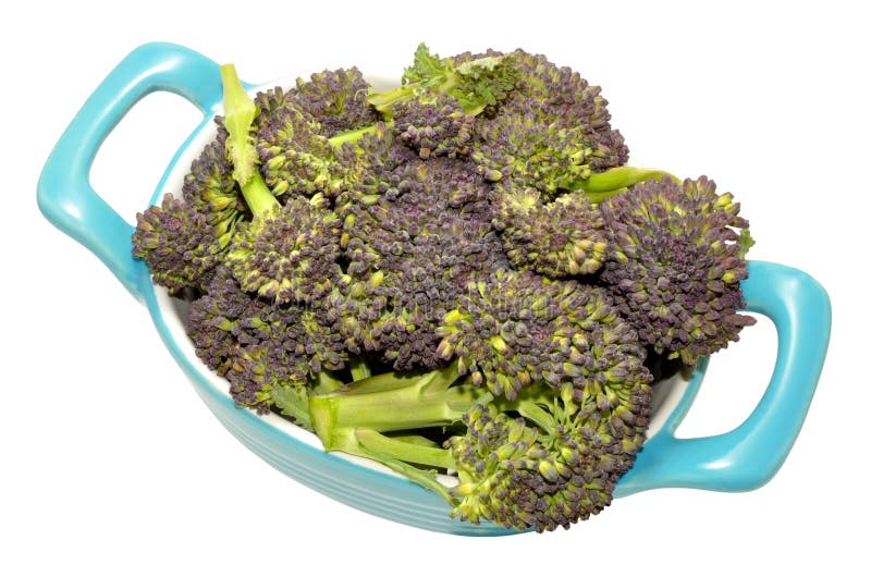 Prato de brócolis roxo fotografia de stock