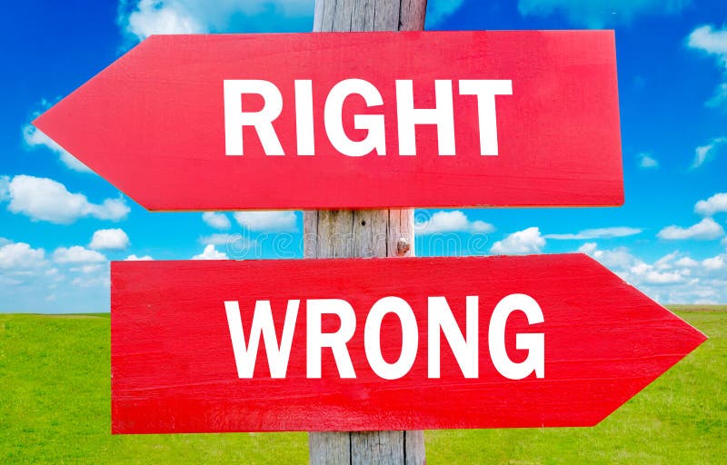 Right orWrong choice showing strategy change or dilemmas. Right orWrong choice showing strategy change or dilemmas