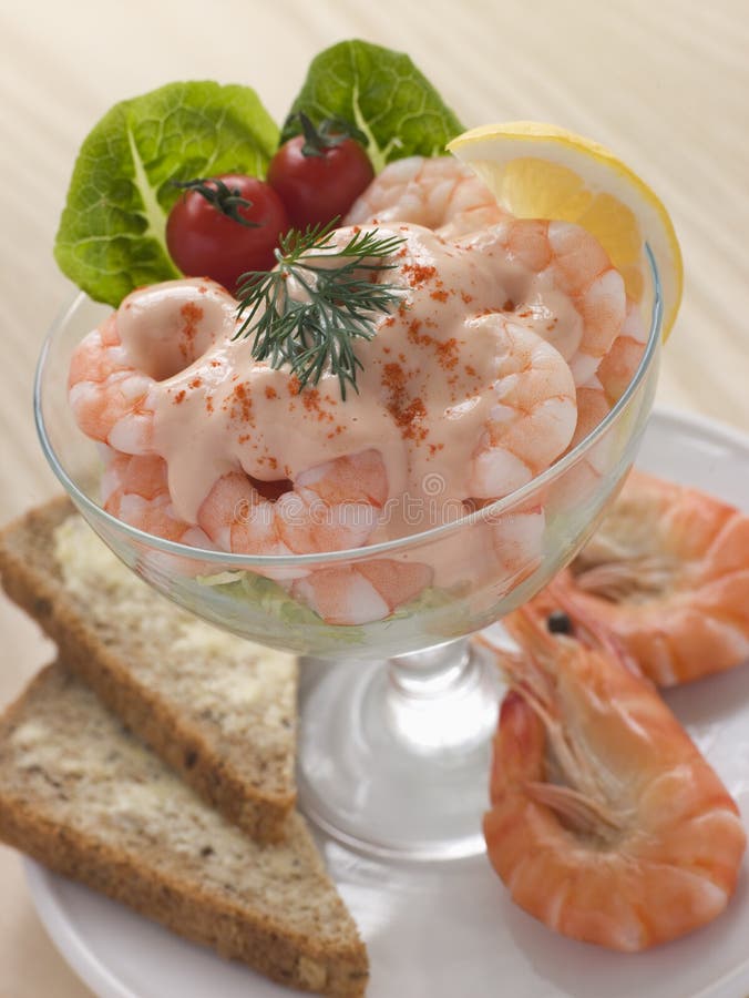 Prawn Cocktail in a glass with Brown Bread