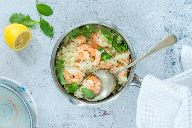 Prawn, Fennel and Rocket Risotto Stock Photo Image of diet, cooking
